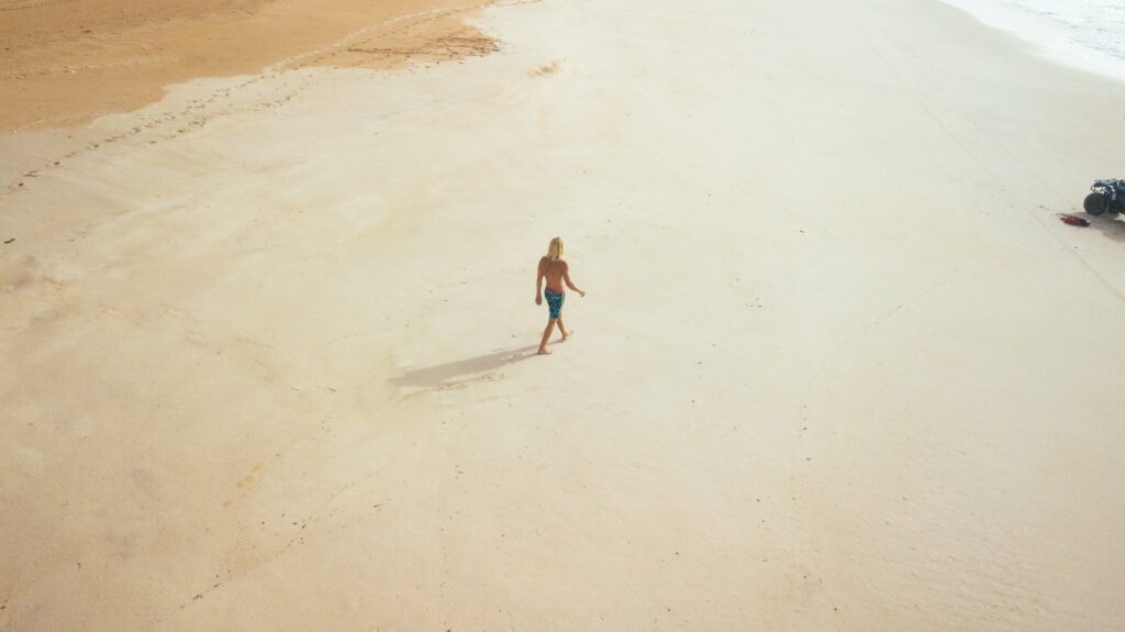 walking on the beach