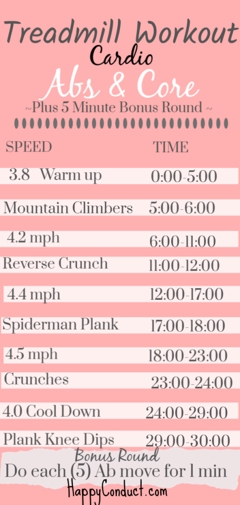 treadmill workout cardio and abs